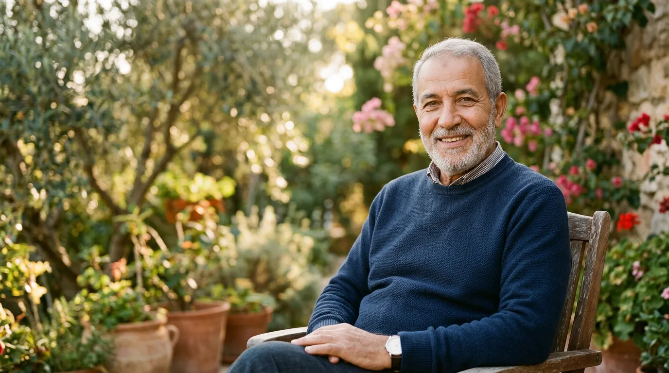 Smiling senior outdoors — Active Retirement RMA illustration