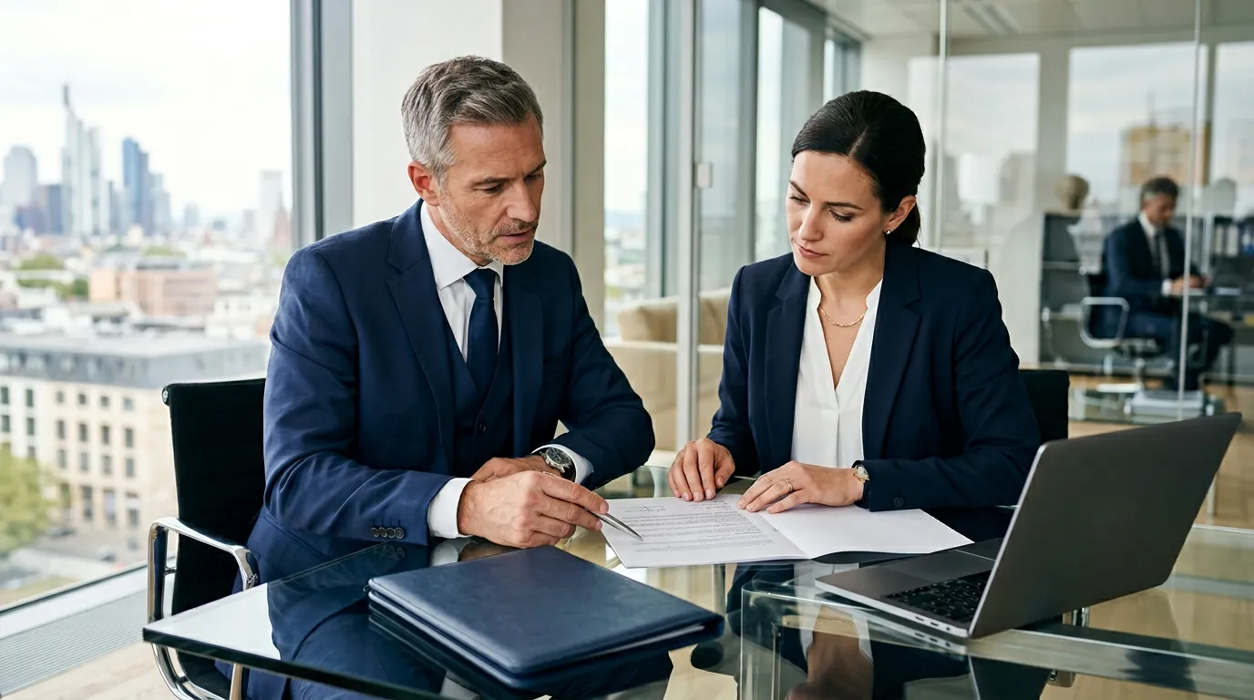 Professionals reviewing RC contracts and guarantees — RMA Assurance Al Boughaz Tangier